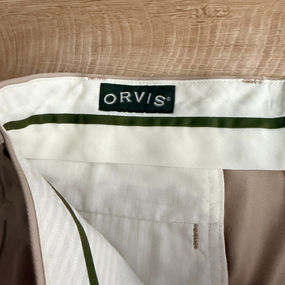 Orvis Chino Pants Mens 38x34 Tan Khaki Flat Front Straight Leg Cotton Twill read - Picture 6 of 9